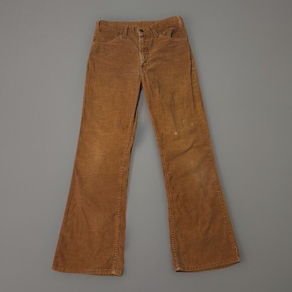 Vintage Levis Pants Mens 31x29 Brown Corduroy 646 Bellbottom Slim 70s 80s - Picture 1 of 13